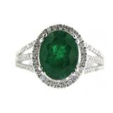14kt Gold Oval 2.75 ct Emerald & Diamond Ring
