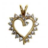 14kt Gold Brilliant White Topaz Heart Pendant