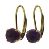 14kt Gold Natural Amethyst Hoop Earrings