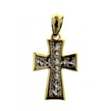 14kt Gold Diamond Etched 23 mm Cross Pendant