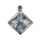10kt Gold Princes Cut White Sapphire Pendant