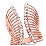 XXL Rose Toned White Topaz Designer Ring