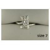 Gorgeous White Topaz Owl Fashion Ring