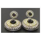 Yurman Style Onyx Designer Fashion Earrings