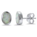 Beautiful White Opal Oval Earrings