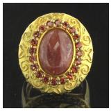 Genuine Cabochon Jade Vintage Style Ring