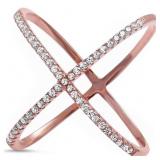 Rose Toned White Topaz Criss Cross Ring