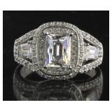 Stunning Emerald Cut White Topaz Designer Ring