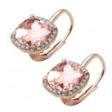 Cushion Cut Morganite & White Topaz Earrings