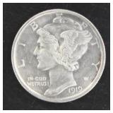 1919-D AU Mercury Silver Dime *Key