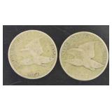 1857 & 1858 Flying Eagle Copper Cent Set