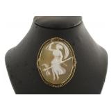 10K Gold Vintage Lady Dancing Cameo Brooch/Pendant