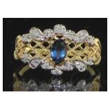 14kt Gold Natural Sapphire & Diamond Ring