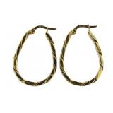 14kt Gold Elongated 30 mm Hoop Earrings