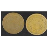 1864 & 1865 Copper 2 Cent Piece *Civil War