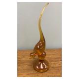 Vintage Amber Art Glass Bird