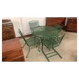 Vintage Wrought Iron Outdoor Table & 4