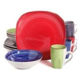 12pc Elite Color Vibes Dinnerware Set