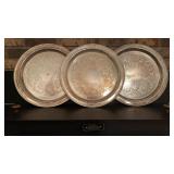 3 XX Large Matching Silver Plated Chargers