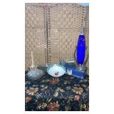 Cobalt Blue Lamp Base & 3 Veg Bowls & Glasses