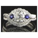 14kt Gold 1.53 ct Sapphire & Diamond Bridal Set
