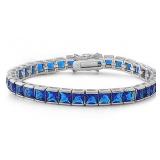 Stunning Princess Cut Sapphire Tennis Bracelet