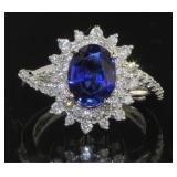 14K Gold 3.20 ct Sapphire & Diamond Ring