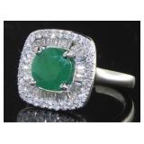 14K White Gold 2.73 ct Emerald Diamond Ring
