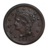 1851 Braided Hair Copper Large Cent