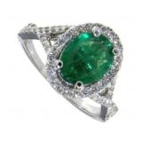14kt Gold 1.95 ct Emerald & Diamond Ring
