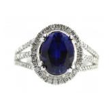 14kt Gold Oval 3.00 ct Sapphire & Diamond Ring