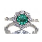 14kt Gold Natural 1.23 ct Emerald & Diamond Ring
