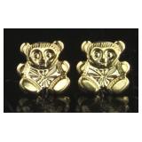 10kt Gold Teddy Bear Stud Earrings