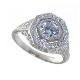 Antique Style Round 1.25 ct White Topaz Ring