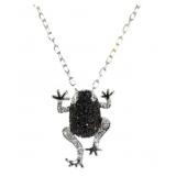 Beautiful White & Black Topaz Frog Necklace