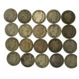 Roll (20) Mixed Date Barber Silver Half Dollar