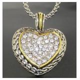 XL Yurman Style White Topaz Heart Necklace