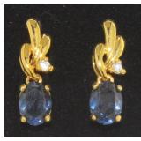 Elegant Deep Blue Topaz Earrings