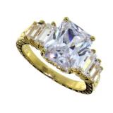 Beautiful Emerald Cut White Topaz Designer Ring