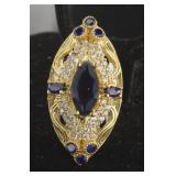 Amazing Marquise Cut Sapphire & White Topaz Ring
