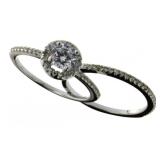 Halo Style 1.00 ct White Topaz Bridal Set