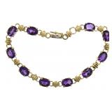 14kt Gold 10.00 ct Amethyst Tennis Bracelet