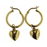 14kt Gold Heart Hoop Earrings
