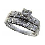 14kt White Gold Antique Diamond Wedding Set