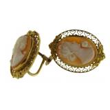 14kt Gold Antique 23.5 mm Cameo Earrings