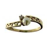 14kt Gold Pearl & Diamond Dinner Ring