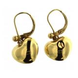 14kt Gold Heart Dangle Earrings