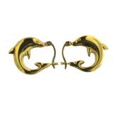 14kt Gold 21 mm Dolphin Hoop Earrings
