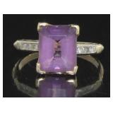 14kt Gold Natural 3.70 ct Amethyst/Diamond Ring