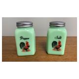 Jadeite Rooster Salt & Pepper Shakers